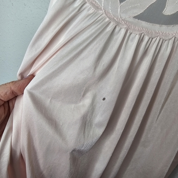 Vtg Sears Light Pink Slip Top Womens Small 8/10 Nighty Mesh Floral Embroidered - Picture 9 of 10